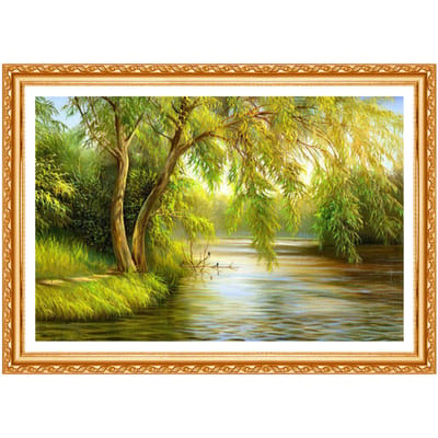 Diamant Vol Rond Landschap Natuur Diamant 5d Doe-het-zelf Diamantschilderij Kristal Afbeeldingen Strass 20X30CM beige