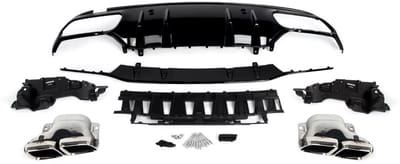 Diffuserkit Vistaro - Achterdiffuser met Uitlaattips - Voor Mercedes C-Klasse W205 Sedan AMG-Line (2014-2021) - Auto Accessoires