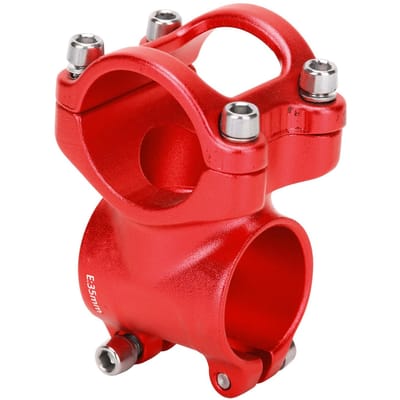LUNJE 31.8x35mm Potence Courte Riser pour Guidon de Vélo Alliage d'Aluminium Potence Creuse de Vélo rouge