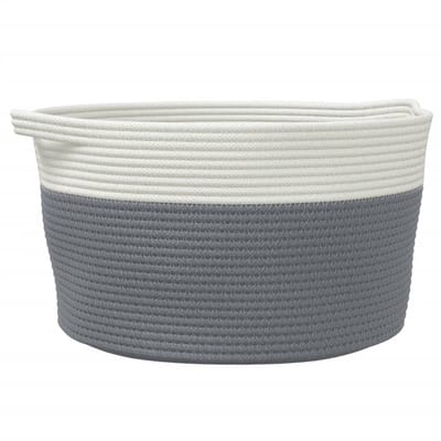 vidaXL - Opbergmand - Ø - 40x25 - cm - katoen - grijs - en - wit