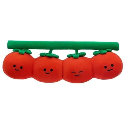 Tomaat Kussen Zacht Pluche Speelgoed Schattige Vier Verbonden Takken Tomaat Knuffelkussen Bank Bed Lendenkussen Geschikt Voor Huisdecoratie red