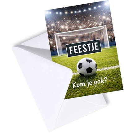 Uitnodiging kinderfeestje - Uitnodiging feestje Jongen - Uitnodigingskaarten set 8 stuks met enveloppen - Voetbal