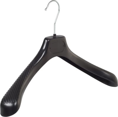 De Kledinghanger Gigant - Mantelhanger - Kostuumhanger - Jassenhanger - Volwassenen - LS42 - 50 Stuks - Kunststof - Zwart - Gebogen Model - Schouderverbreding 5 cm - 42 cm - Kledinghanger - Kleerhanger - LS-Serie (LS42_00/50)