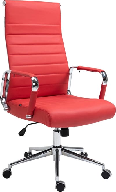 CLP Columbus Bureaustoel - Ergonomisch - Voor volwassenen - Echt leer - rood