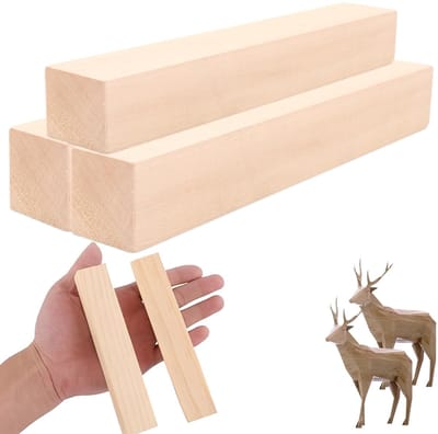 Dailygoods- Houtsnijblokken 3 Stuks - Blanco Houtsnijblokken - Lindehout 30 x 5 x 5 cm - Onbehandeld Bashout - Houtsnijhout voor Knutselen - Hoogwaardig Materiaal - Snijhout