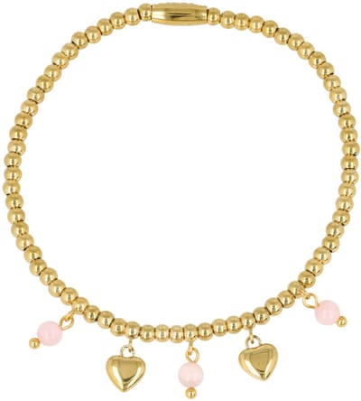 My Bendel - Elastische Kralenarmband met Ronde Bedels • Pink Moonstone - met Luxe Cadeauverpakking | Sieraden Voor Dames