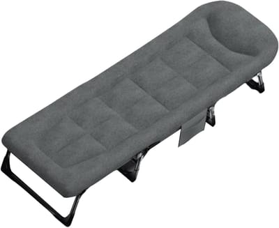 Vouwbed met matras - Kinderbedje buiten - Comfortabel slapen - Verstelbare ligging - 180 x 60 cm - Grijs
