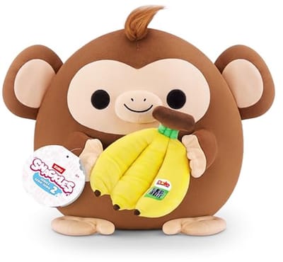 Snackles 77605L, Monkey (Dole, Banana), Series 2, groot pluche speelgoed, klein (20 cm)