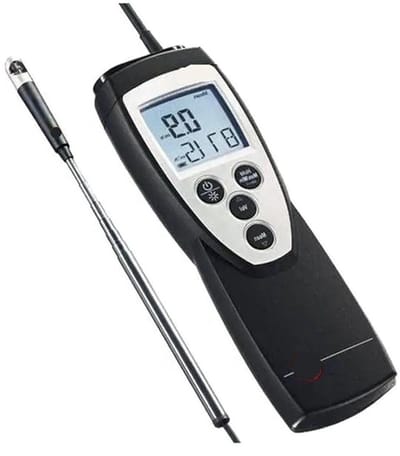 Luchtsnelheidsmeter - Anemometer Vleugel - Luchtstroom Meten - Directe Volumestroom - ABS Behuizing - Grijs