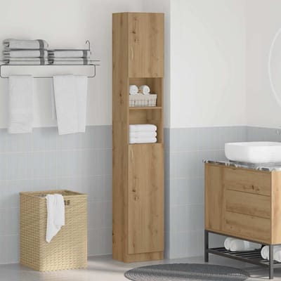 vidaXL - Badkamerkast - Artisan - Eiken - 32x25,5x190 - cm - Bewerkt - Hout