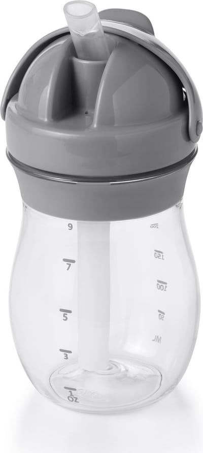 OXO Tot Transitions Rietjesbeker - Drinkbeker met rietje - Drinkbeker kinderen - Drinkbeker baby - Antilekbeker - 250 ml - Grey
