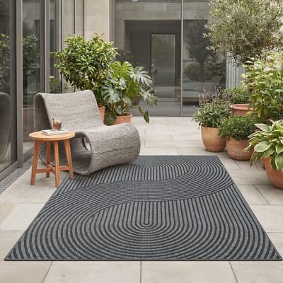the carpet Mistra – robuust buitentapijt, modern & weerbestendig, voor balkon, terras, keuken of serre, antraciet, 240 x 340 cm