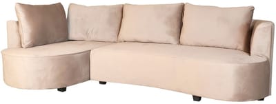 Hoekbank rond Lando 270cm bank met ronding taupe velvet bankstel links loungebank hoeksalon zetel