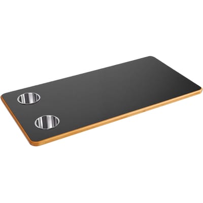 Tafelblad voor Camper met 2 Roestvrijstalen Bekerhouders 31,49x15,74 inch Zwart Massief Hout Bureaublad voor Caravan Motorhome Jacht Boot