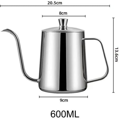 350/600ML Koffiepot met Deksel Lange Tuit Fijne Mond Pot 304 Roestvrij Staal Koffie Hand Brouwpot Handmatig Overgieten Koffie Tool gray
