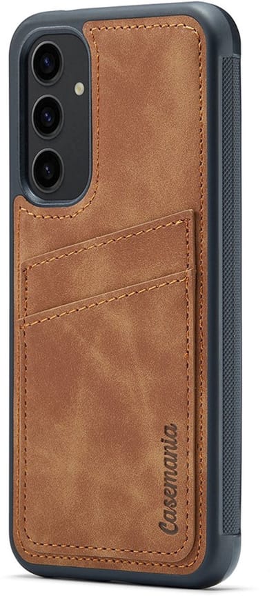 CaseMania Backcase hoesje geschikt voor Samsung Galaxy A35 - Effen Bruin - Kunstleer, TPU (Zacht)