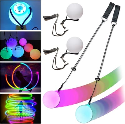 LED Poi Ballen Set van 2 - Lichtgevende Jongleerballen voor Optredens en Shows