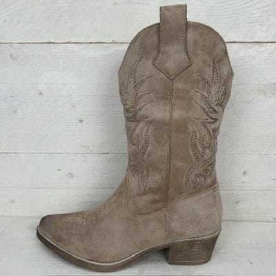 Suèdine cowboylaars met stiksel khaki Khaki / 36
