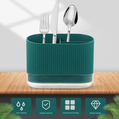 Cosensi- Bestekhouder Elegant Design - Bestekbak - Keukengerei Houder - Multifunctioneel - Afneembare Bodem - Duurzaam PP - 17x11x9 cm - Keukenorganizer
