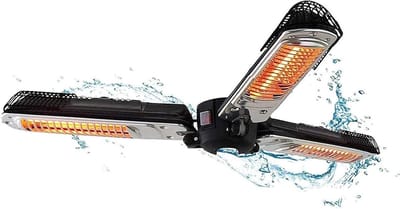 Elektrische warmtestraler - Terrasverwarming buiten - Comfort op terras - Waterdicht ontwerp - 2000 W - Zwart