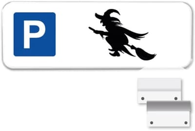 Parkeerbord Heks - Weerbestendig Aluminium - 60x20 cm - Bevestiging: Met muur-/ wandmontage beugels