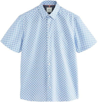 Next - Heren - Strijkvrij Oxford-overhemd met korte mouwen - Blauw