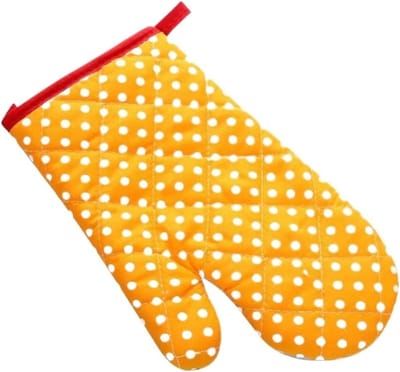Ovenwanten - Hittebestendige handschoenen - Koken en bakken - Polyester gevoerd - 26x16CM - Geel stippen