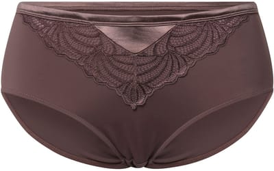Ulla Popken - Dames - Midislip kant microvezel - Aarde - Maat 46+