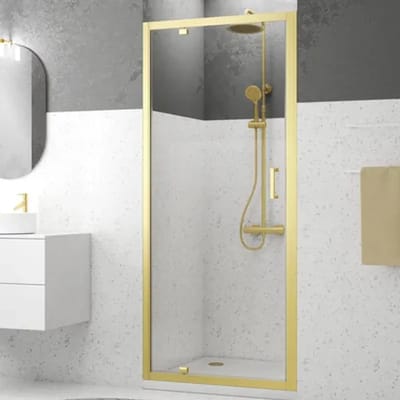Aurlane - Douchedeur Factory 90 X 200cm - Goud Profiel - 6 Mm Helder Glas