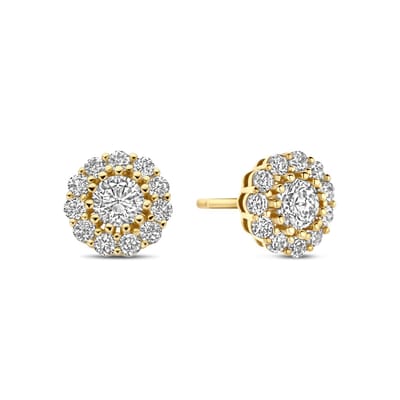 New Bling - 9NB-1440 - zilveren oorbellen met zirkonia - 8mm - 925 sterling silver - gold plated