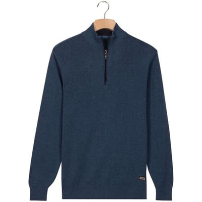 Baileys Trui Half Zip Allover Two-Tone Fine Texture Midden Blauw / male