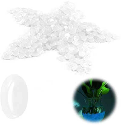 Dailygoods - 300 witte lichtstenen voor tuin en aquarium, glanzende kiezelstenen die in het donker oplichten, buitendecoratie, milieuvriendelijke en economische lichtgevende kiezelstenen