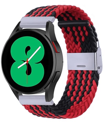 By Qubix - geschikt voor Huawei Watch GT 6 / GT 7 - 41mm - Braided nylon bandje - Rood / zwart
