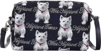 Signare Mini tasje Westie | Schoudertas | Gobelinstof | Hond