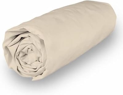 La'Moussawi ® Zacht en Ademend Katoenen Hoeslaken in Ecru voor Comfortabel Slapen, 180 x 200 cm
