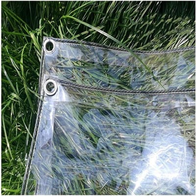 Waterdicht heavy-duty outdoor transparant PVC dekzeil voor raam balkon - regendoek - afstand tussen gaten 50 cm - transparant - maat 24 x 2 m