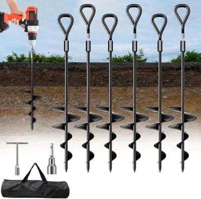 6x Stevige Grondhaken 45 cm - Zware Kwaliteit Schroefset voor Tent, Schommel en Trampolinefixatie