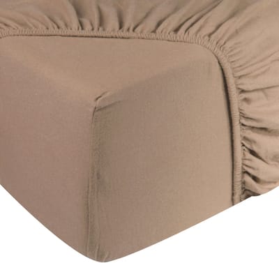 DoubleDry Jersey Stretch Hoeslaken - 100% Katoen - Tweepersoons 180x200 cm - 25cm Matrasdikte - Rondom Elastiek - Beige