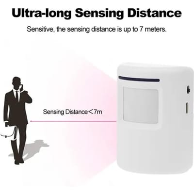 Alarme de Détecteur de Mouvement Intelligent Sonnette de Porte Sans Fil à Brancher Sonnette de Porte Sécurité Domestique Kits d'Alerte Détecteur Infrarouge avec 2 PIR blanc