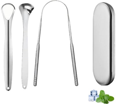 Tongschrapers - 3 in 1 Set Professionele Tongschrapers - Tongschraper - Mondhygiëne - Tongreiniger - Tongue Scraper - RVS - Tand- & Mondverzorging - Persoonlijke verzorging - Zilver