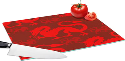 Glazen Snijplank - 39x28 - Draak - Rood - Patronen - Snijplanken Glas