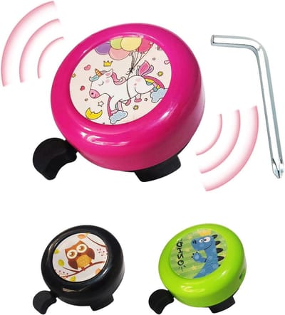 Ronte - Fietsbel voor Kinderen met Eenhoorn Cartoon Design - Helder en Luid Geluid - Geschikt voor Fiets, Evenwichtsauto en Scooter - Roze of Blauw.