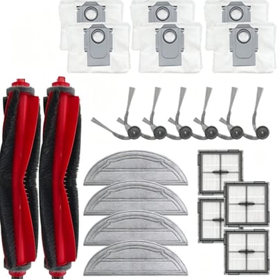 22-delige accessoirekit voor de Roborock Q10 S5/Q10 S5+ robotstofzuiger - inclusief 2 hoofdborstels, 4 dweilpads, 6 zijborstels, 4 HEPA-filters, 6 stofzakken