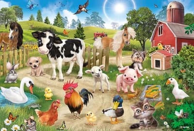 Kinderpuzzel Boerderijdieren - Legpuzzel Educatief - Ontwikkeling Vaardigheden - Grote Legbak - 60 Stukjes - Multicolor