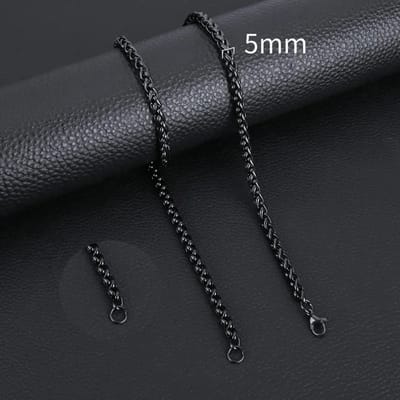 Aramat Jewels | Halskettingen | Zwarte Vossenstaart Ketting RVS – Stoere Schakelketting Staal Unisex | 5mm / 75cm |75cm | | Staal | Volwassenen | Verkleurd niet