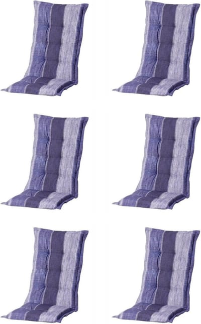 Madison - Tuinkussen - Hoge Rug - 6 st - Denim Stripe Blue - 123x50cm