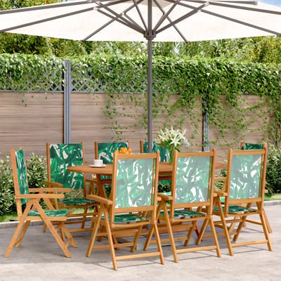 vidaXL - Verstelbare - klapstoelen, - 8 - stuks, - groene - stof - en - massief - hout.
