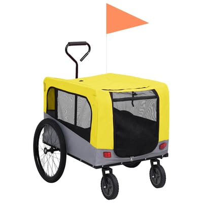 vidaXL - Fietstrailer - en - hondenwagen - 2-in-1 - geel - en - grijs