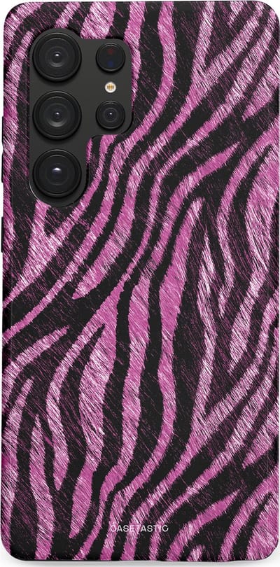Casetastic hoesje geschikt voor Samsung Galaxy S25 Ultra - Dubbellaagse bescherming - Roze Paarse Zebraprint - Fashion Case - Zwart Lila