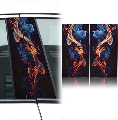 Allecto - Autostickers - Rookmotief - Coole design - Zwart met kleurrijke rook - Krasbestendig - Waterdicht - Geschikt voor auto - 2 stuks